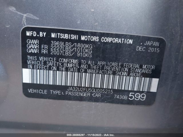 Photo 8 VIN: JA32U2FU5GU005215 - MITSUBISHI LANCER 