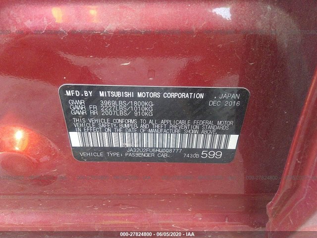 Photo 8 VIN: JA32U2FU5HU008777 - MITSUBISHI LANCER 