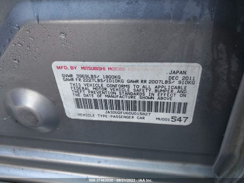 Photo 8 VIN: JA32U2FU6CU015827 - MITSUBISHI LANCER 