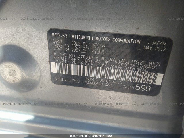 Photo 8 VIN: JA32U2FU6CU030859 - MITSUBISHI LANCER 