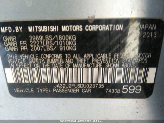 Photo 8 VIN: JA32U2FU6DU023735 - MITSUBISHI LANCER 