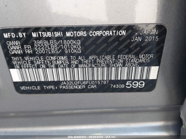 Photo 8 VIN: JA32U2FU6FU015797 - MITSUBISHI LANCER 