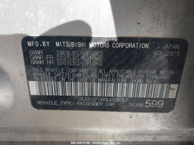 Photo 8 VIN: JA32U2FU6GU003067 - MITSUBISHI LANCER 