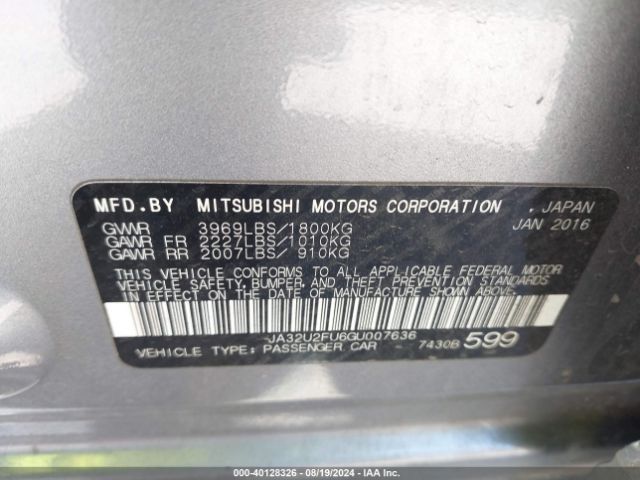Photo 8 VIN: JA32U2FU6GU007636 - MITSUBISHI LANCER 