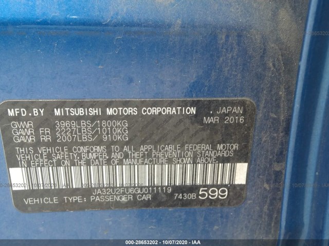 Photo 8 VIN: JA32U2FU6GU011119 - MITSUBISHI LANCER 