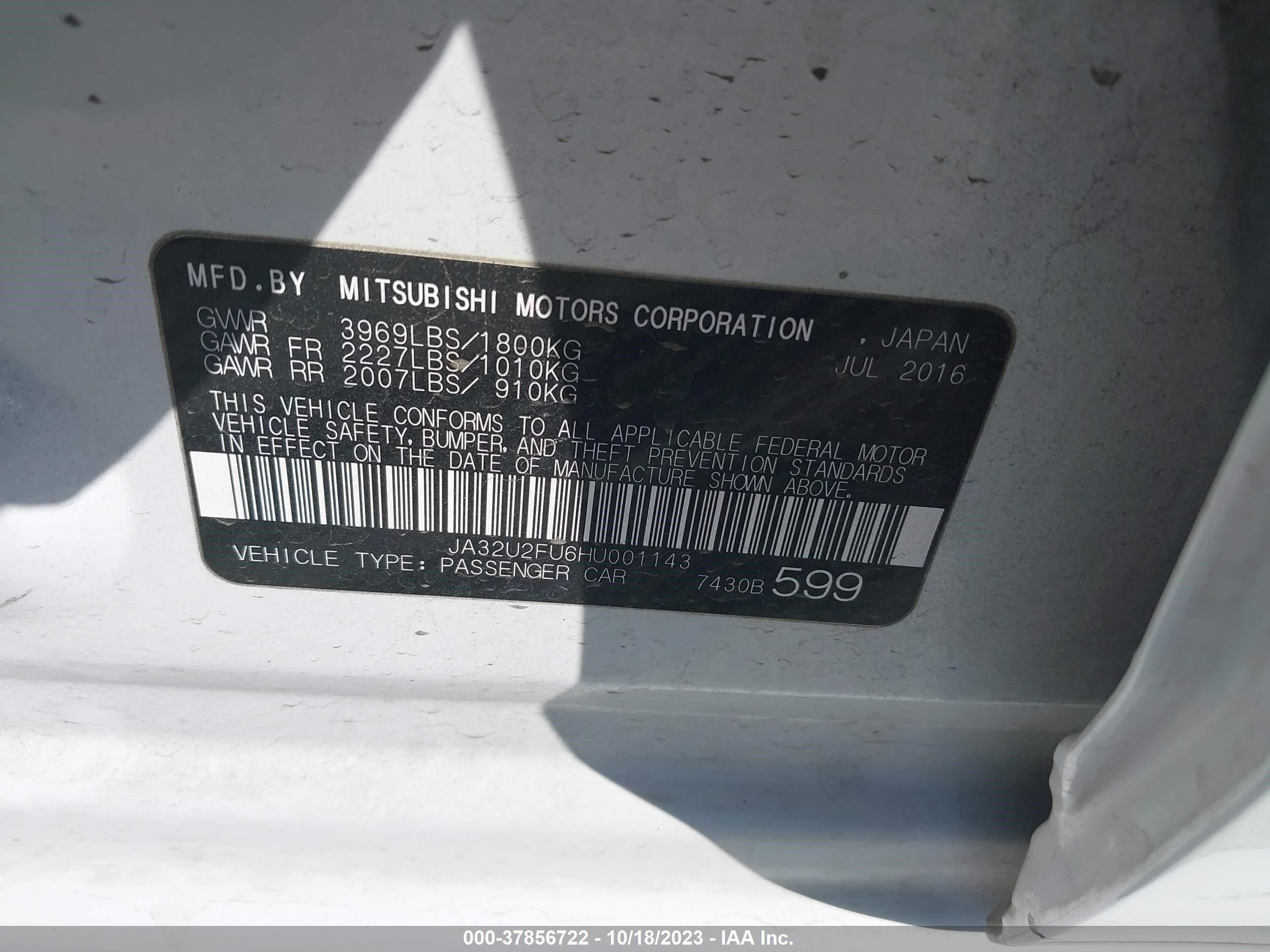 Photo 8 VIN: JA32U2FU6HU001143 - MITSUBISHI LANCER 