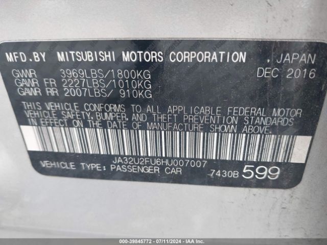 Photo 8 VIN: JA32U2FU6HU007007 - MITSUBISHI LANCER 