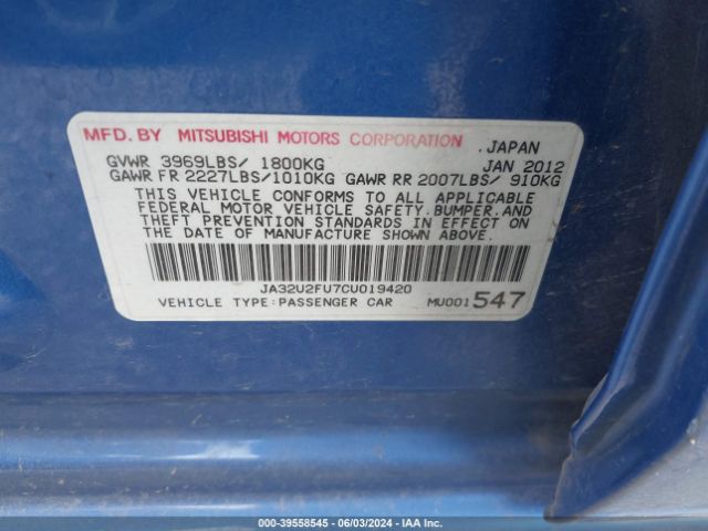 Photo 8 VIN: JA32U2FU7CU019420 - MITSUBISHI LANCER 