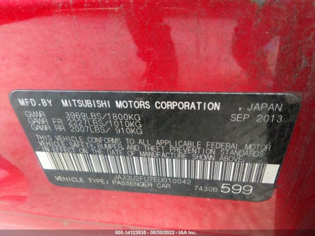 Photo 8 VIN: JA32U2FU7EU010042 - MITSUBISHI LANCER 