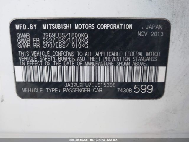 Photo 8 VIN: JA32U2FU7EU015306 - MITSUBISHI LANCER 