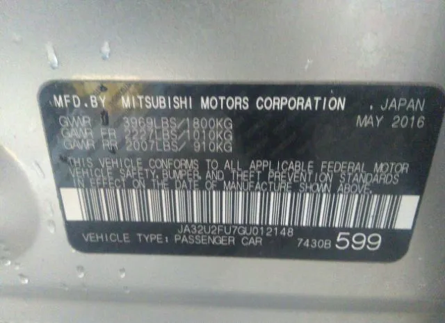 Photo 8 VIN: JA32U2FU7GU012148 - MITSUBISHI LANCER 