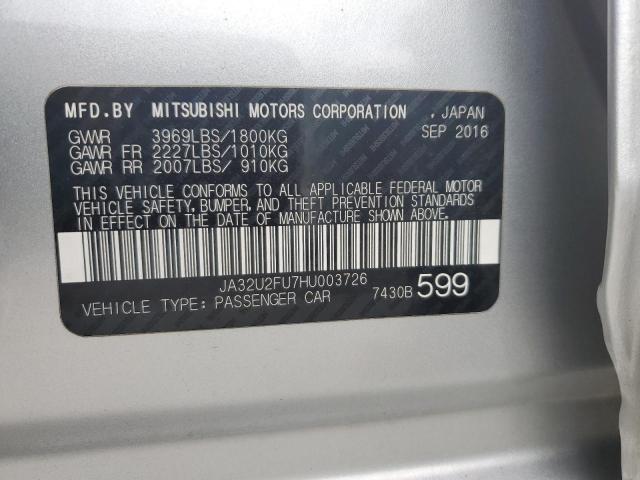 Photo 9 VIN: JA32U2FU7HU003726 - MITSUBISHI LANCER ES 