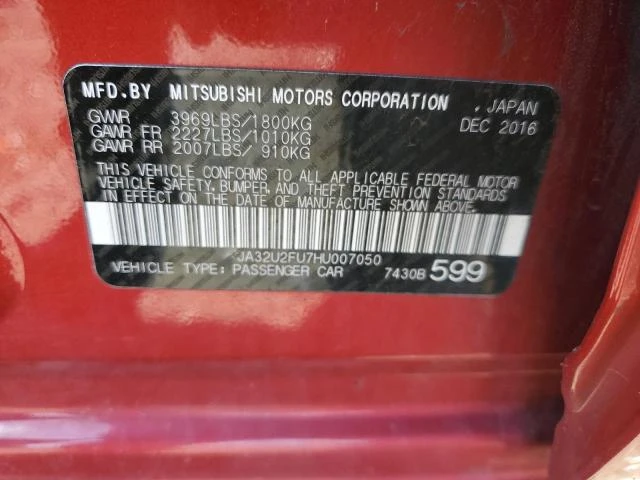 Photo 11 VIN: JA32U2FU7HU007050 - MITSUBISHI LANCER ES 