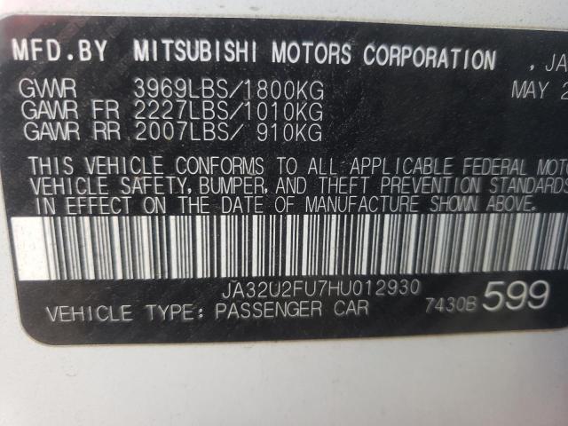 Photo 9 VIN: JA32U2FU7HU012930 - MITSUBISHI LANCER ES 