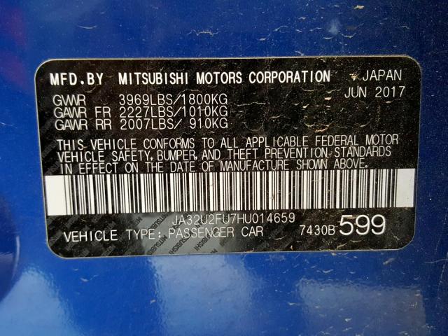 Photo 9 VIN: JA32U2FU7HU014659 - MITSUBISHI LANCER ES 