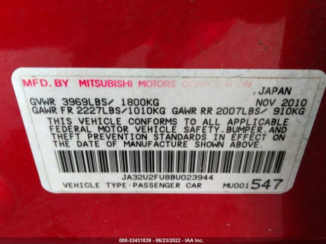 Photo 8 VIN: JA32U2FU8BU023944 - MITSUBISHI LANCER 