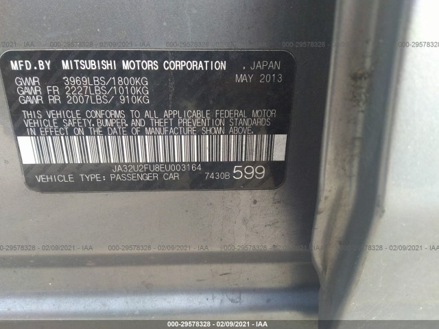 Photo 8 VIN: JA32U2FU8EU003164 - MITSUBISHI LANCER 