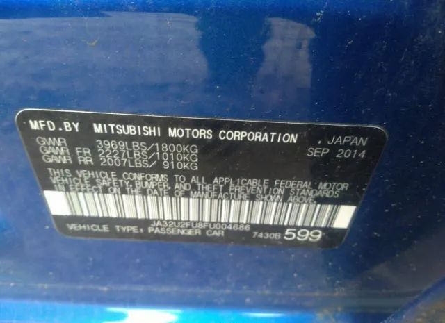 Photo 8 VIN: JA32U2FU8FU004686 - MITSUBISHI LANCER 