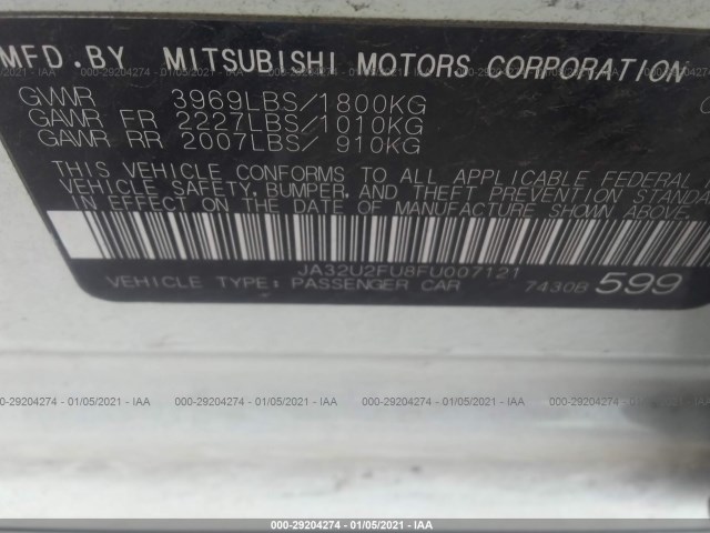 Photo 8 VIN: JA32U2FU8FU007121 - MITSUBISHI LANCER 