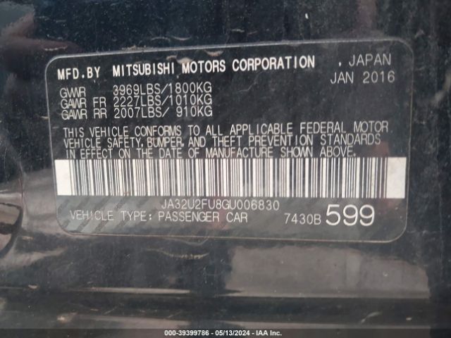 Photo 8 VIN: JA32U2FU8GU006830 - MITSUBISHI LANCER 