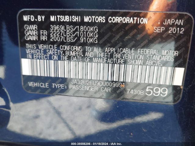 Photo 8 VIN: JA32U2FU9DU009991 - MITSUBISHI LANCER 