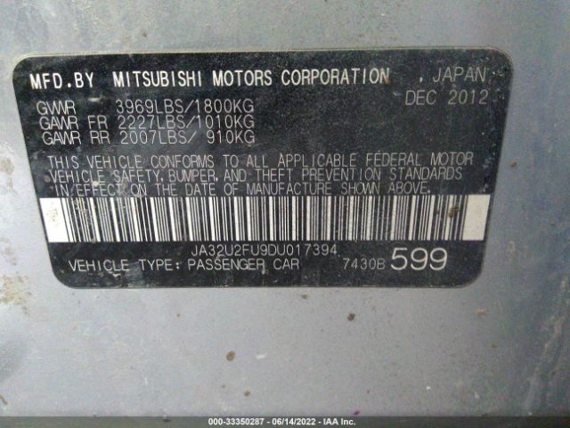 Photo 8 VIN: JA32U2FU9DU017394 - MITSUBISHI LANCER 