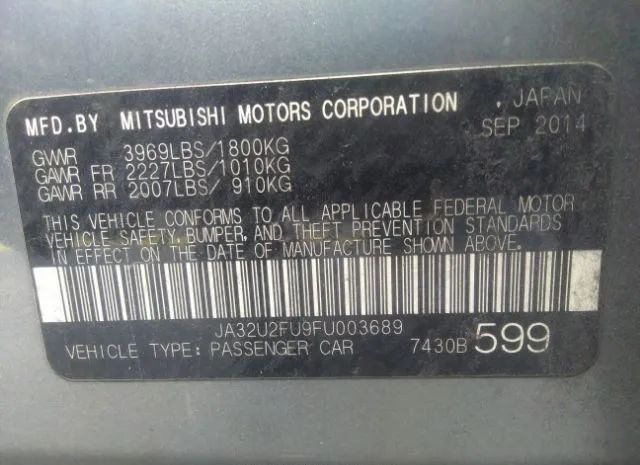 Photo 8 VIN: JA32U2FU9FU003689 - MITSUBISHI LANCER 