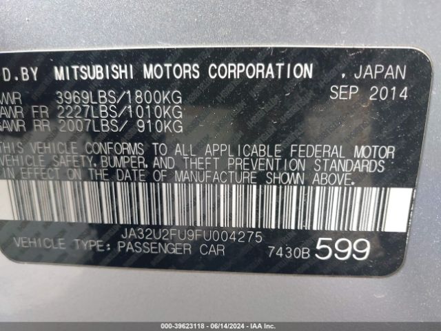 Photo 8 VIN: JA32U2FU9FU004275 - MITSUBISHI LANCER 