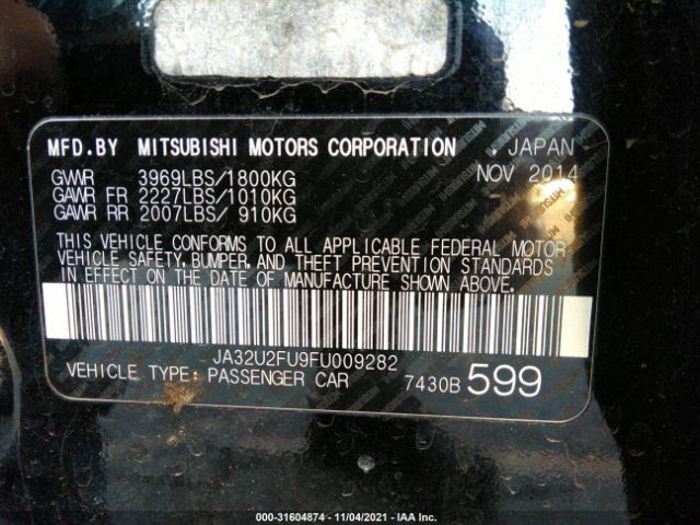 Photo 8 VIN: JA32U2FU9FU009282 - MITSUBISHI LANCER 