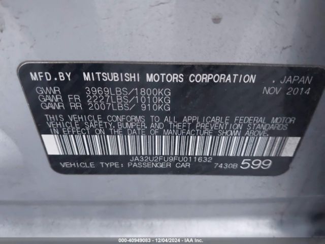 Photo 8 VIN: JA32U2FU9FU011632 - MITSUBISHI LANCER 