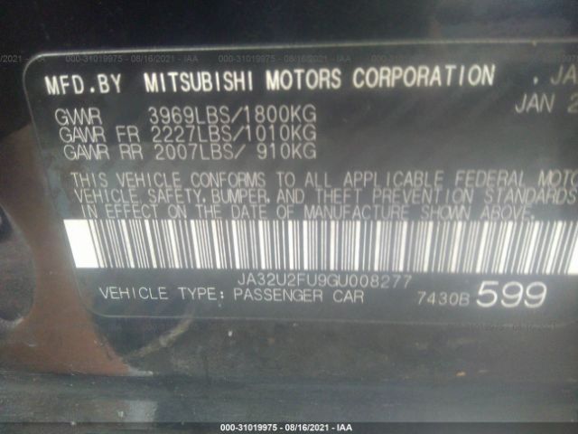 Photo 8 VIN: JA32U2FU9GU008277 - MITSUBISHI LANCER 