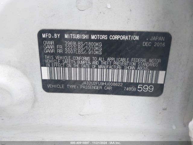 Photo 8 VIN: JA32U2FU9HU008622 - MITSUBISHI LANCER 