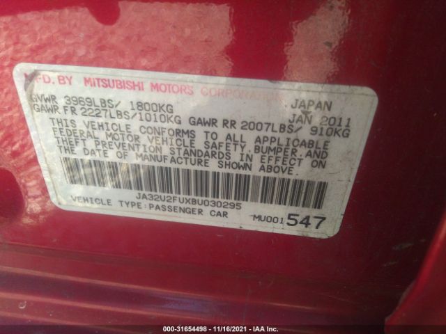 Photo 8 VIN: JA32U2FUXBU030295 - MITSUBISHI LANCER 