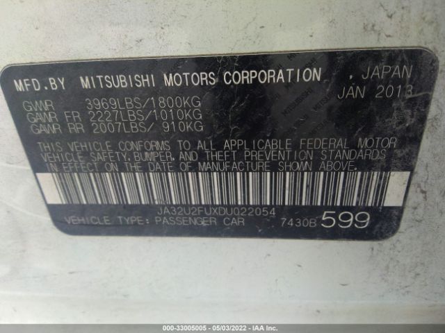 Photo 8 VIN: JA32U2FUXDU022054 - MITSUBISHI LANCER 