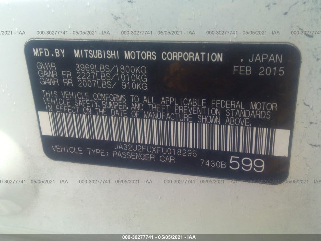 Photo 8 VIN: JA32U2FUXFU018296 - MITSUBISHI LANCER 