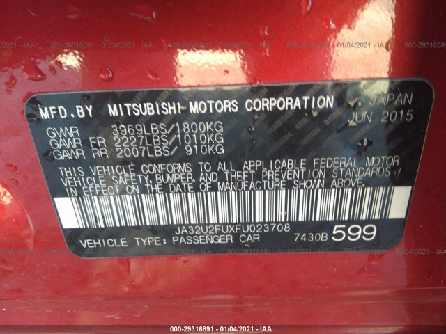 Photo 8 VIN: JA32U2FUXFU023708 - MITSUBISHI LANCER 