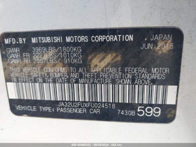 Photo 8 VIN: JA32U2FUXFU024518 - MITSUBISHI LANCER 