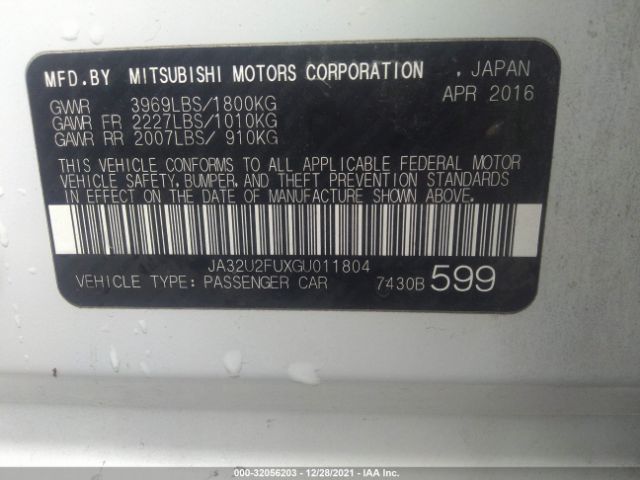 Photo 8 VIN: JA32U2FUXGU011804 - MITSUBISHI LANCER 