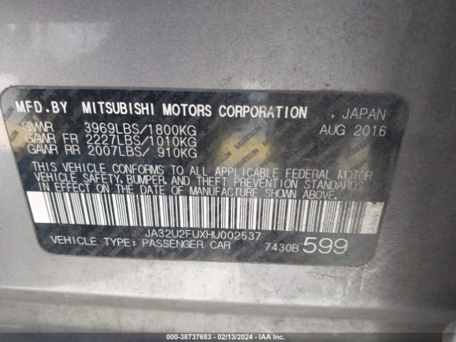 Photo 8 VIN: JA32U2FUXHU002537 - MITSUBISHI LANCER 