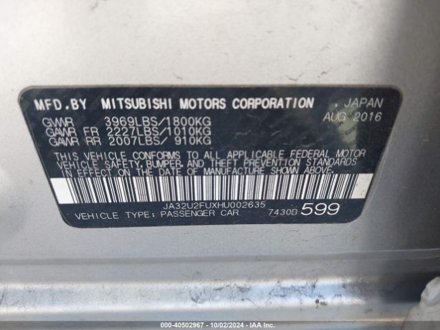 Photo 8 VIN: JA32U2FUXHU002635 - MITSUBISHI LANCER 