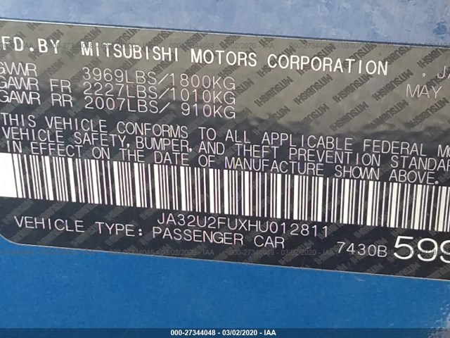 Photo 8 VIN: JA32U2FUXHU012811 - MITSUBISHI LANCER 