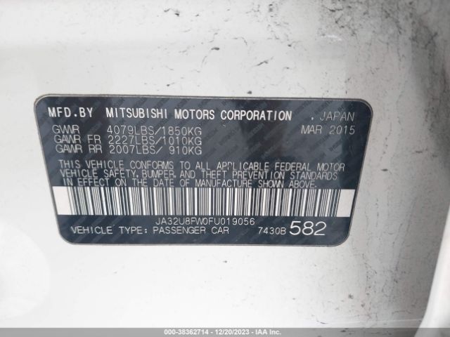 Photo 8 VIN: JA32U8FW0FU019056 - MITSUBISHI LANCER 