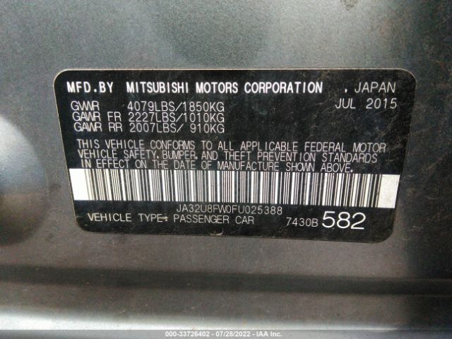 Photo 8 VIN: JA32U8FW0FU025388 - MITSUBISHI LANCER 