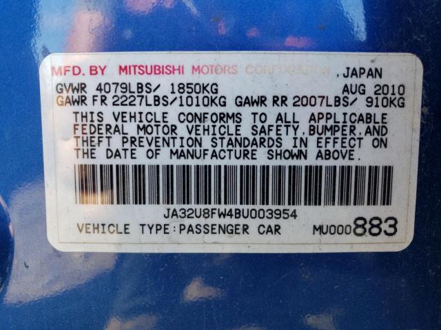 Photo 11 VIN: JA32U8FW4BU003954 - MITSUBISHI LANCER 