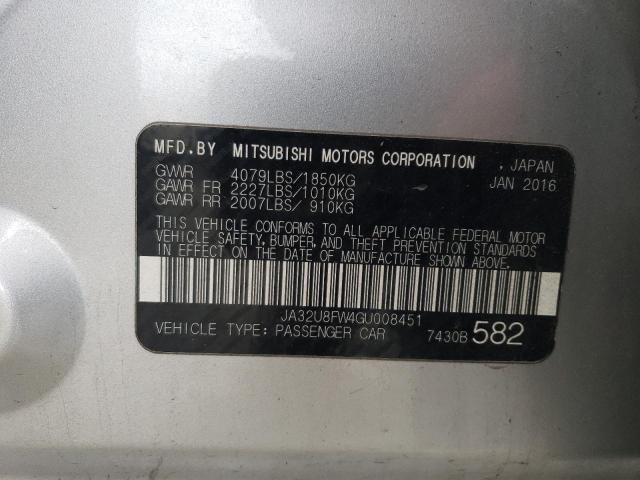 Photo 11 VIN: JA32U8FW4GU008451 - MITSUBISHI LANCER GT 