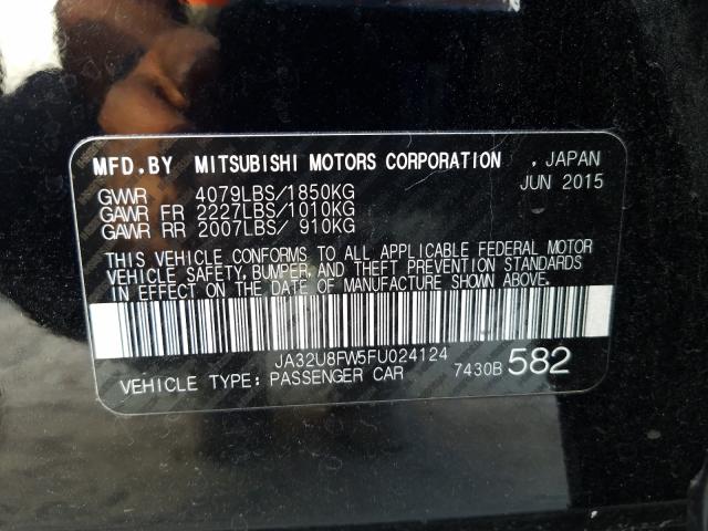 Photo 9 VIN: JA32U8FW5FU024124 - MITSUBISHI LANCER GT 