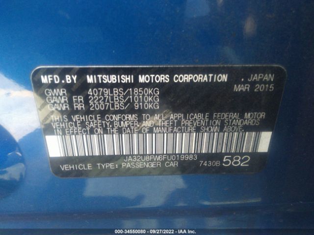 Photo 8 VIN: JA32U8FW6FU019983 - MITSUBISHI LANCER 