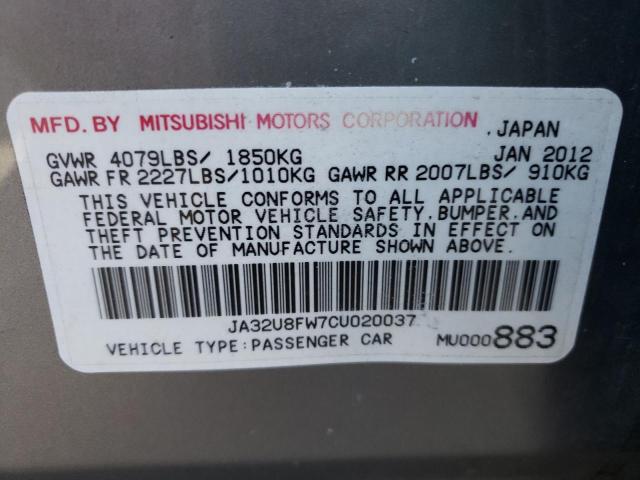 Photo 9 VIN: JA32U8FW7CU020037 - MITSUBISHI LANCER GT 