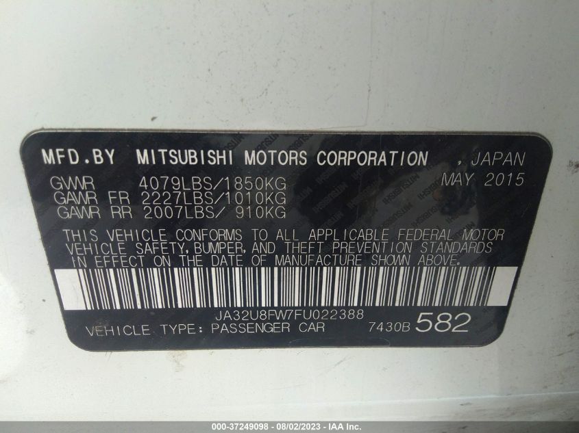 Photo 8 VIN: JA32U8FW7FU022388 - MITSUBISHI LANCER 