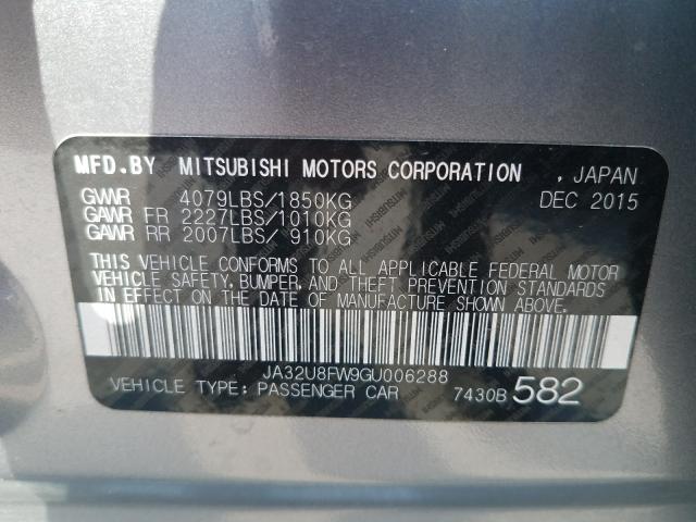 Photo 9 VIN: JA32U8FW9GU006288 - MITSUBISHI LANCER GT 